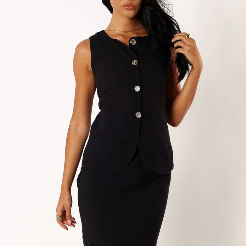 Petal & Pup Women's Size M Peter Lightweight Cotton Black Vest NWOT